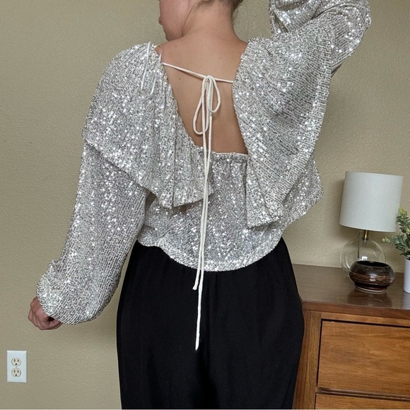 Free People Cropped Festival Sequin Top Size XS - Picture 6 of 7
